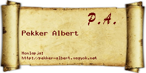 Pekker Albert névjegykártya